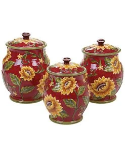 Set Of 3 Sunset Sunflower Canisters Home