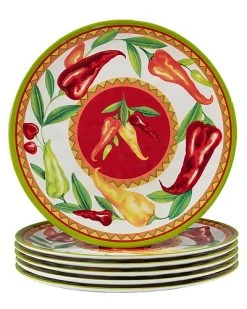 Melamine Set Of 6 Red Hot Dinner Plates Home