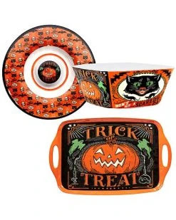 Scaredy Cat 3pc Heavy Weight Melamine Hostess Set Home