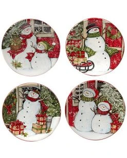 Snowman's Farmhouse Set Of 4 Canape Plates Home