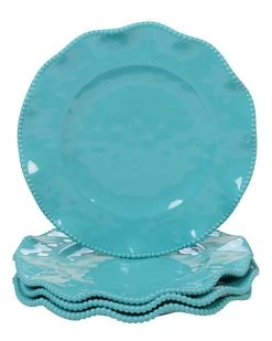 Melanine Perlette Teal Set Of 4 Dinner Plates Home