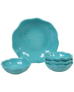 Melanine Perlette Teal 5pc Salad/Serving Set Home
