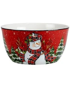 Hristmas Lodge Snowman Deep Bowl Home