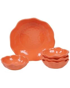 Melanine Perlette Coral 5pc Salad Of Serving Set Home
