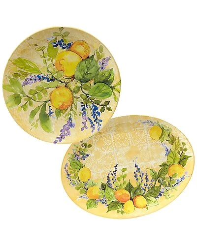 Melamine 2pc Lemon Zest Platter Set Home 1 Melamine 2pc Lemon Zest Platter Set Home