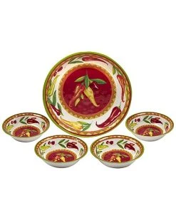 Melamine 5pc Red Hot Serving Set Home