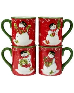 Holiday Magic Snowman Set Of 4 Mugs Home