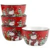 Hristmas Lodge Snowman Set Of 4 Ice Cream Bowls Home