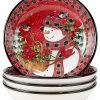 Hristmas Lodge Snowman Set Of 4 Soup Bowls Home