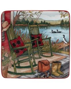 Lake Retreat Set Of 4 Canape Plate Square Home -Certified shop 3050444009 RLLD 2