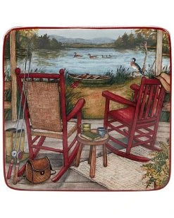 Lake Retreat Set Of 4 Canape Plate Square Home -Certified shop 3050444009 RLLD 4