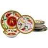 Melamine 12pc Red Hot Dinnerware Set Home