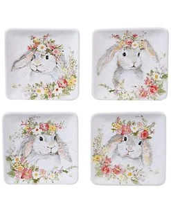 Sweet Bunny Set Of 4 Canape Plates Home