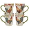 Floral Rooster Mugs (Set Of 4) Home