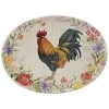Floral Rooster Oval Platter Home
