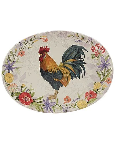 Floral Rooster Oval Platter Home 1 Floral Rooster Oval Platter Home