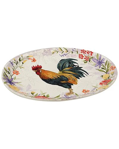 Floral Rooster Oval Platter Home 2 Floral Rooster Oval Platter Home - Image 2
