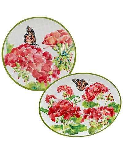 Geraniums 2pc Platter Set Home 1 Geraniums 2pc Platter Set Home