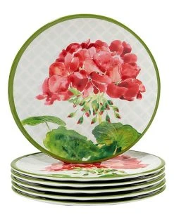 Geraniums Salad Plates (Set Of 6) Home