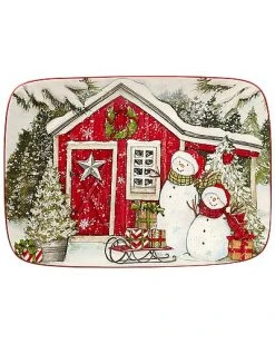 Snowman's Farmhouse Rectangular Platter Small Home
