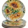 Set Of 4 Sunflower Fields Dessert Plates Home