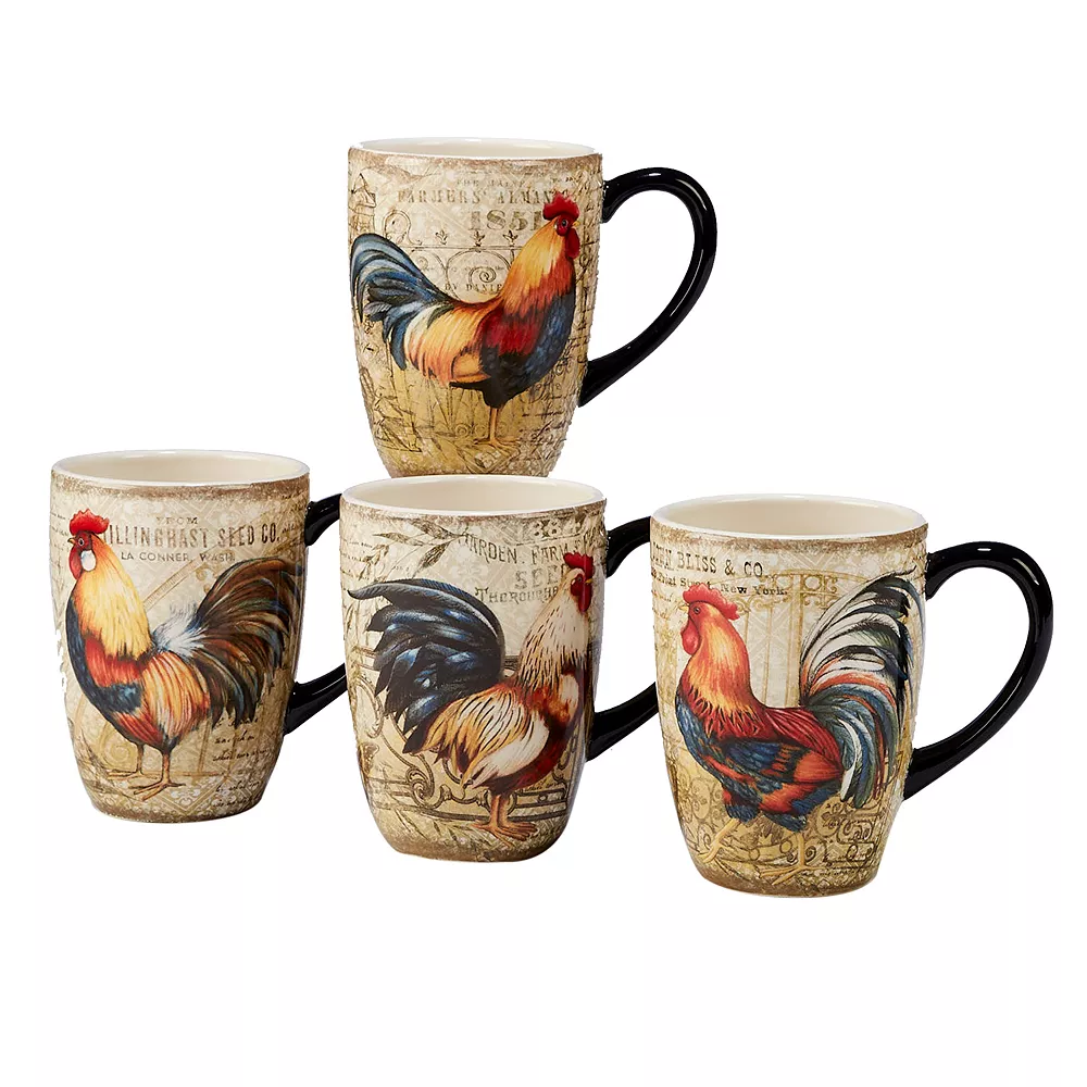 Certified International Gilded Rooster 4-piece Mug Set 1 Certified International Gilded Rooster 4-piece Mug Set