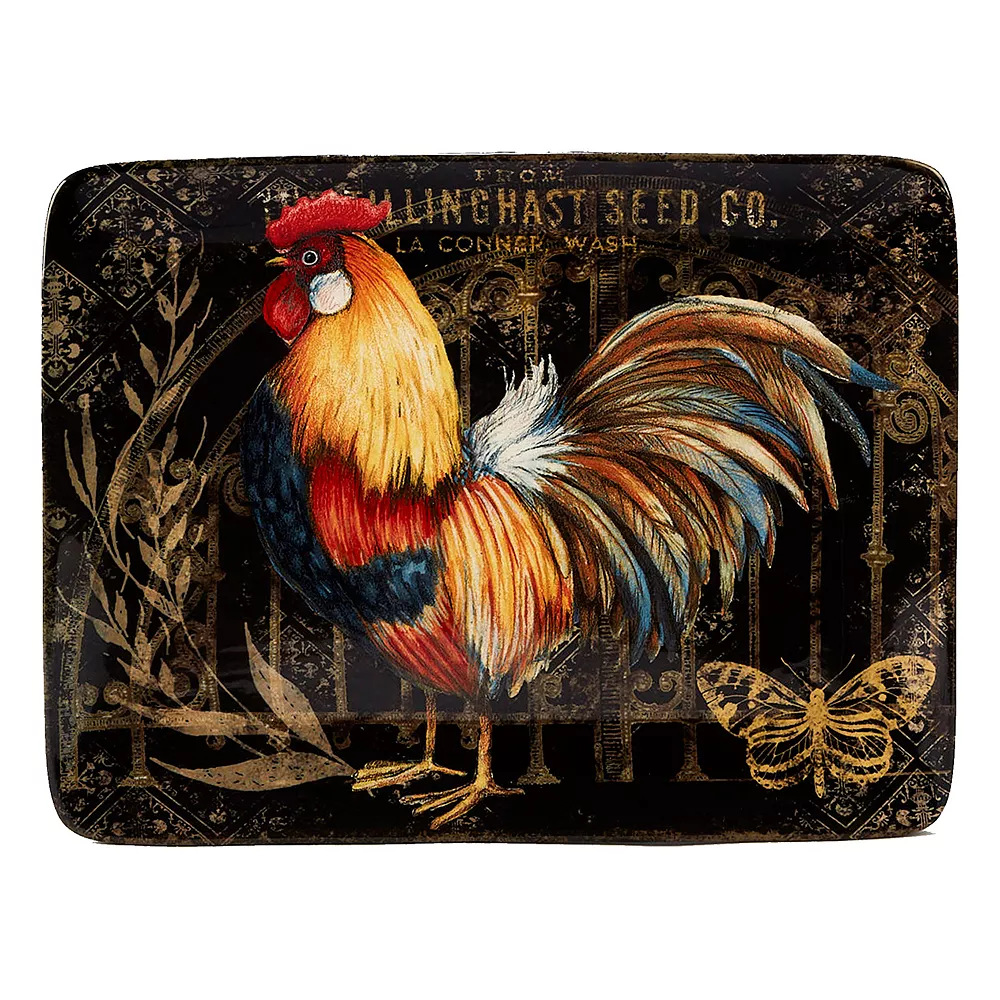 Certified International Gilded Rooster Rectangular Platter 1 Certified International Gilded Rooster Rectangular Platter