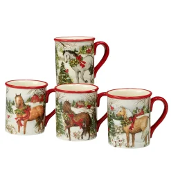 Certified International Christmas On The Farm 4-pc. Mug Set