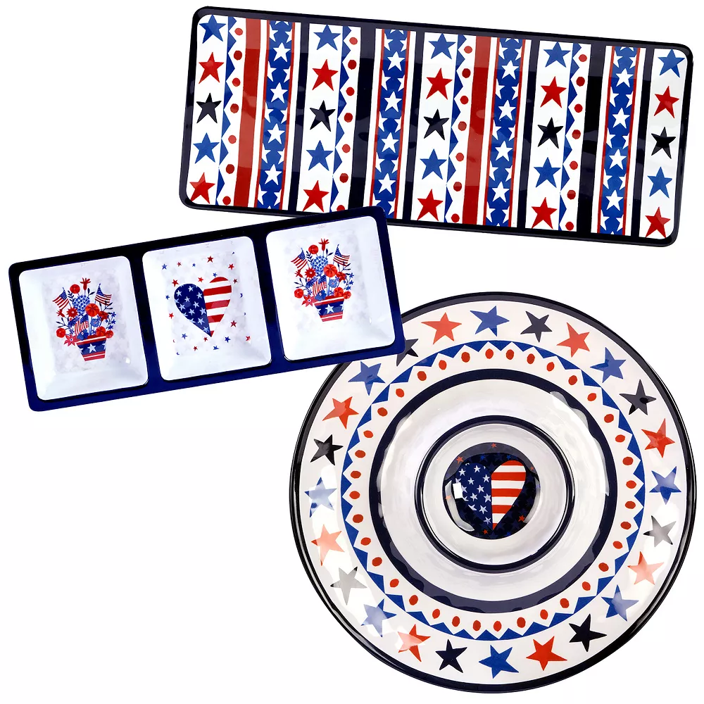 Certified International Stars & Stripe 3-pc. Hostess Set 1 Certified International Stars & Stripe 3-pc. Hostess Set