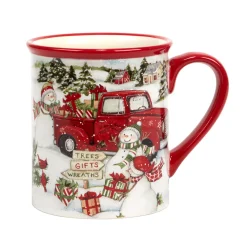 Certified International Red Truck Snowman 4-pc. Mug Set -Certified shop 5829252 ALT3