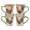 Certified International Floral Rooster 4-pc. Mug Set