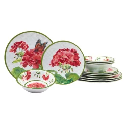 Certified International Geraniums 12-pc. Melamine Dinnerware Set